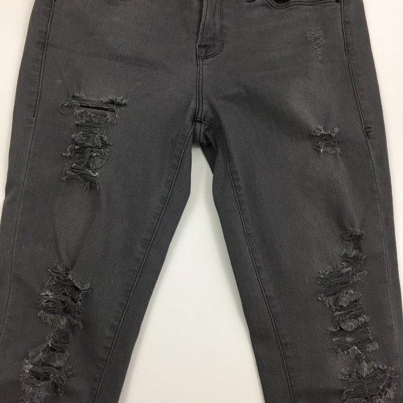 FRAME Denim Le Skinny De Jeanne Grey Shred Wash Distressed 5 Pocket Jeans - Picture 9 of 13